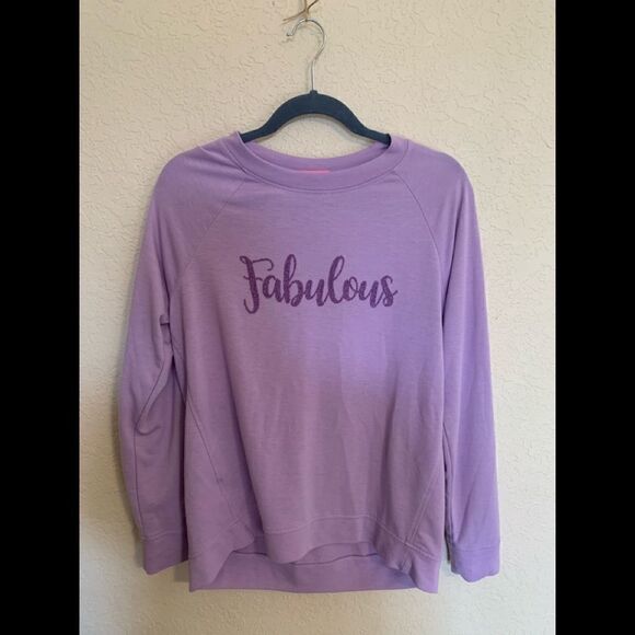 Isaac Mizrahi Purple Fabulous sweat Shirt Size S - Picture 1 of 7